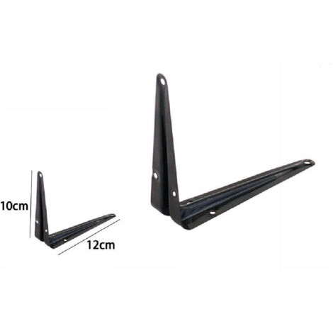 TrAdE Shop Traesio - 2 Pz Reggimensola Supporto Staffa Triangolare Mensola Metallo 10x12cm Nera 07914 -