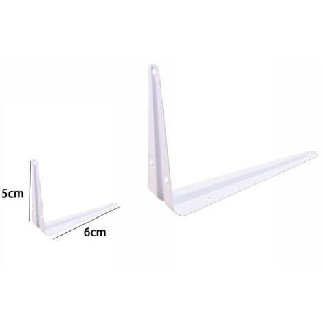 TrAdE Shop Traesio - 2 Pz Reggimensola Supporto Staffa Triangolare Mensola Metallo 5x6cm Bianca 07904 -