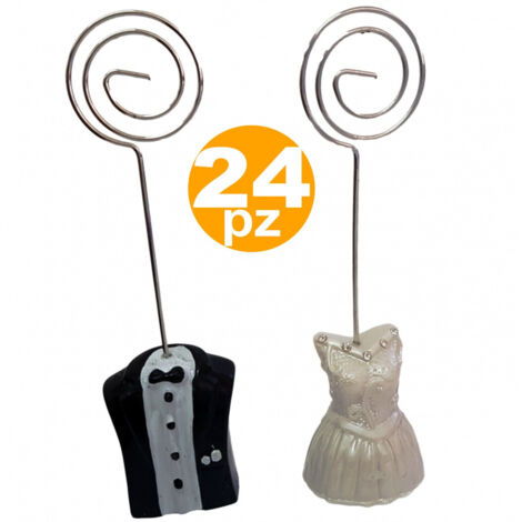 TrAdE Shop Traesio - 24 Segnaposto Clip Segnatavola Bomboniera Sposi Abiti Matrimonio Promessa Nozze -