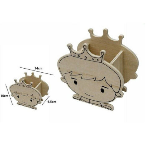 TrAdE Shop Traesio - 2pz Portapenne Contenitore Penne Matite Legno Naturale Decoupage Principe 53483a -