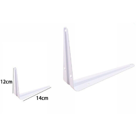 TrAdE Shop Traesio - 2pz Reggimensola Supporto Staffa Triangolare Mensola Metallo 12x14cm Bianca 07908 -