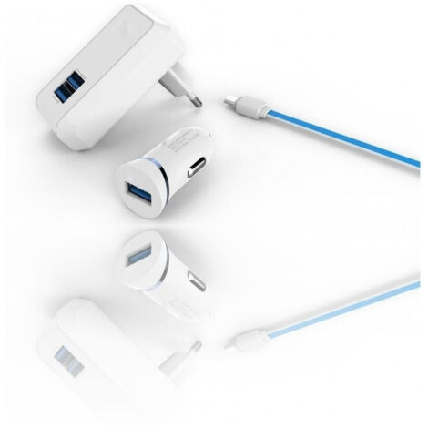 TrAdE Shop Traesio - 3 In 1 Spina Alimentatore Con 2 Porte Usb Adattatore Smartphone Cellulare -