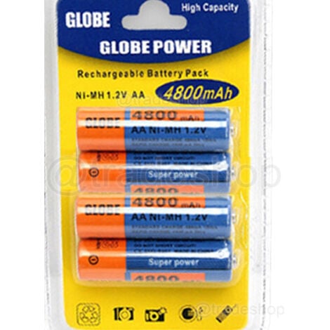 TrAdE Shop Traesio - 4 Batterie Stilo Aa Ricaricabili Da 4800 Mah Ni-mh Pile Confezione Battery -