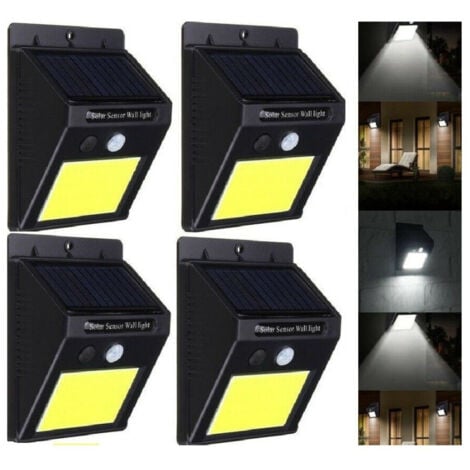 TrAdE Shop Traesio - 4 Lampada Led Solare Da Esterno Giardino Faretto Fotovoltaico Sensore A 48 Led -