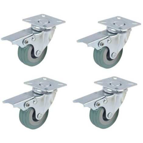 TrAdE Shop Traesio - 4 Ruota Gomma Ricambio Rotella Carrello Mobili Staffa Girevole Con Freno 75x21 -