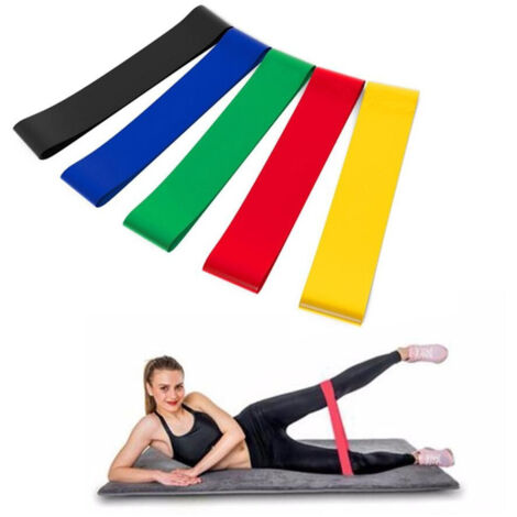 TrAdE Shop Traesio - 5 Fasce Elastiche In Latex Per Esercizi Fisici Joga Ginnastica Palestra 25x5 Cm -