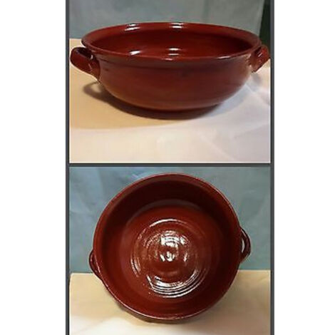 TrAdE Shop Traesio - 6 Tegamini 15 Cm Con Manici Tegame Tegami Pentolame Ceramica Terracotta Cucina -