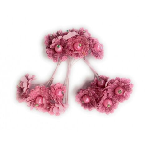 TrAdE Shop Traesio - 72 Fiori Artificiale Rosa Tessuto Glitter Bocciolo Finte Segnaposto Wedding -
