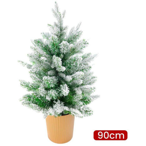 TrAdE Shop Traesio - Albero Di Natale Mini Effetto Innevato Dim. 90 Cm Sintetico Alberello Con Vaso -