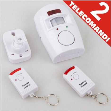 TrAdE Shop Traesio - Allarme Con Sensore Infrarossi 2 Telecomandi 105 Db Raggio 6 Metri Casa Ufficio -