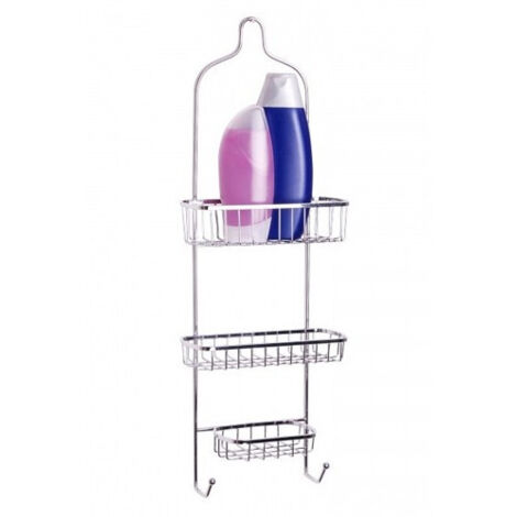 TrAdE Shop Traesio - Appendino Bagno Con 2 Mensole E Portasapone In Acciaio Inox 62 Cm 3 Ripiani -