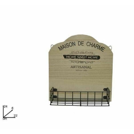 TrAdE Shop Traesio - Appendino Da Parete Con Mensola In Legno Metallo Decorazione Casa 24 X 22 X 6 Cm -
