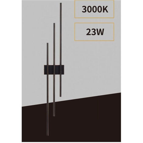 TrAdE Shop Traesio - Applique Da Muro Led 23w Moderna 3 Linee Verticali Nero Luce Calda Naturale Aq13 - -Bianco Caldo -
