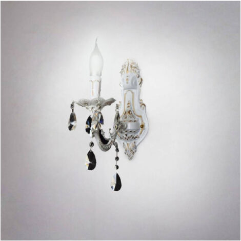 TrAdE Shop Traesio - Applique Da Muro Parete Classica 1 Braccio Attacco E14 Cristalli Pendenti E01-1 -