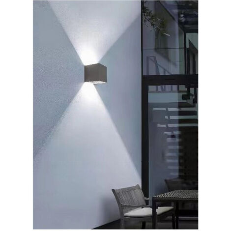 TrAdE Shop Traesio - Applique Da Parete 22watt Grigio Per Esterno Doppia Emissione Luminosa Ip65 Es66 - -Bianco Freddo      -