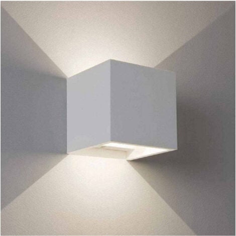 TrAdE Shop Traesio - Applique Da Parete In Gesso A Cubo Up E Down Verniciabile Lampada G9 Moderno Gs-e15 -
