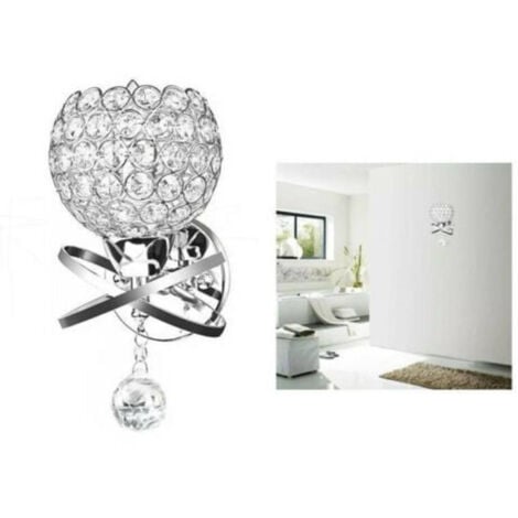 TrAdE Shop Traesio - Applique Da Parete Moderno Paralume Con Cristalli Acrilico E Pendente -