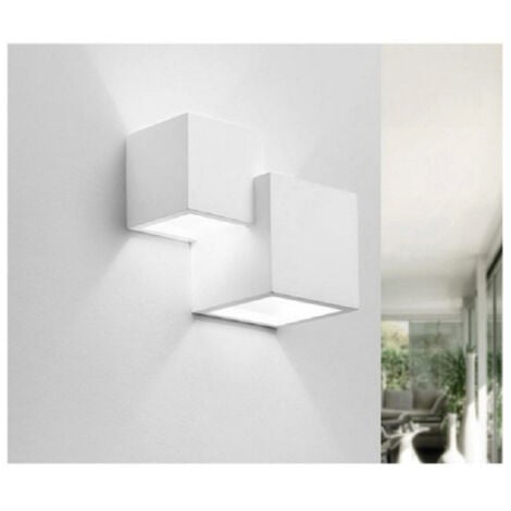 TrAdE Shop Traesio - Applique In Gesso Moderno 2 Cubi A Doppia Emissione Luce Contemporanea G9 Gs-e74 -