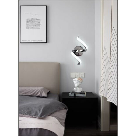 TrAdE Shop Traesio - Applique Led A Parete 9watt Curva Spirale Luce Fredda Naturale Calda E58 Argento - -Bianco Freddo -
