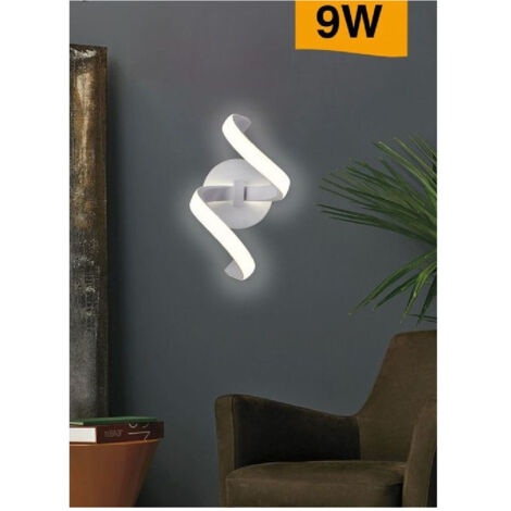 TrAdE Shop Traesio - Applique Led Da Muro 9 Watt Curva Spirale Luce Naturale Fredda Calda E58 Bianca - -Bianco Naturale -