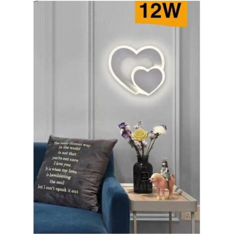 TrAdE Shop Traesio - Applique Led Parete Forma Doppio Cuore Moderno 12w 3 Modalità Colore Luce E83-3c -