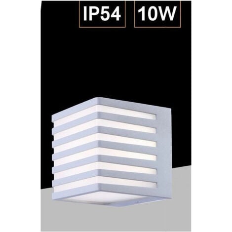 TrAdE Shop Traesio - Applique Muro Esterno Led 10w Lampada Decorativa Strisce Cubo Bianco Ip54 B110-b - -Bianco Freddo      -