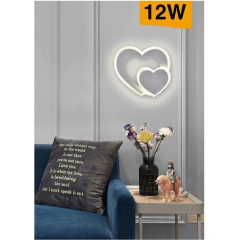 TrAdE Shop Traesio - Applique Muro Led Interno Moderno Doppio Cuore 12 W Luce 3000k 4000k 6500k E83-b - -Bianco Naturale      -