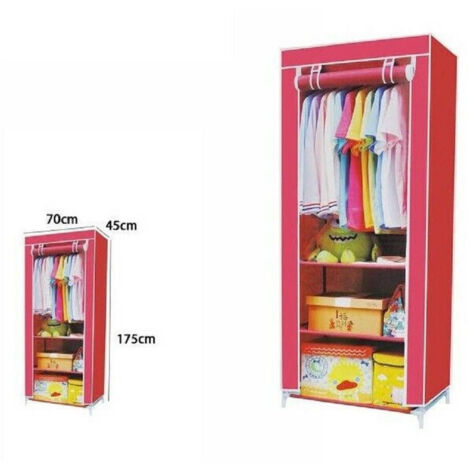 TrAdE Shop Traesio - Armadio Guardaroba Tessuto Tnt 70 X 45 X 175cm Cabina Appendiabiti Acciaio 69067 -