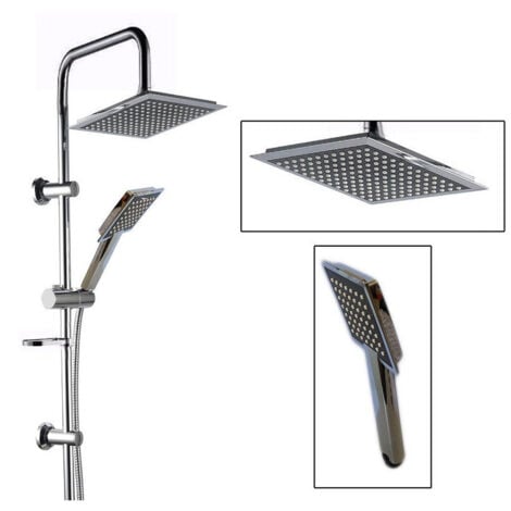 TrAdE Shop Traesio - Asta Saliscendi Cromata Colonna Doccia Soffione Fisso Doccetta 9005v2 -        2