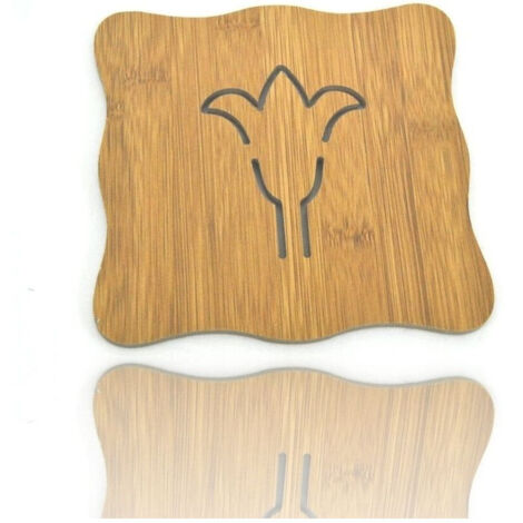 TrAdE Shop Traesio - Base Sotto Pentola Casseruola Piatto In Legno Fantasia Garofalo 17x17cm -