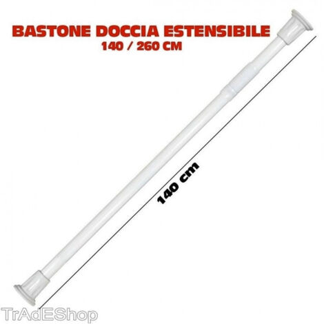 TrAdE Shop Traesio - Bastone Asta Telescopica Per Doccia Tenda Armadio Estensibile Da 140 A 260 Cm -