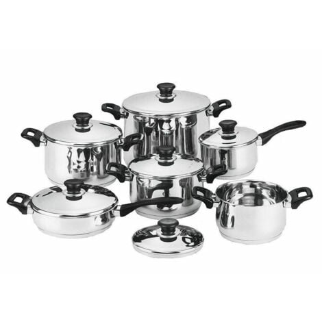 TrAdE Shop Traesio - Batteria Di Pentole Bavaria Antiaderente 12 Pezzi In Acciaio Inox 18/10 Coperchi -