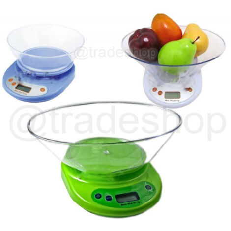 TrAdE Shop Traesio - Bilancia Da Cucina Digitale Elettronica Di Precisione Pesa Da 1 Gr A 5 Kg Tara -