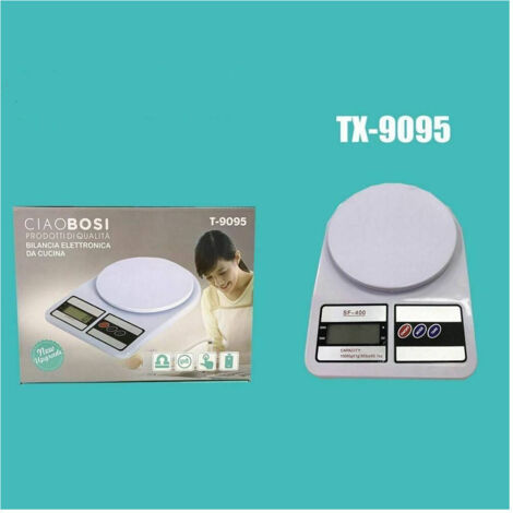 TrAdE Shop Traesio - Bilancia Elettronica Da Cucina Alimenti Digitale Display Peso 5 Kg Tx-9095 -