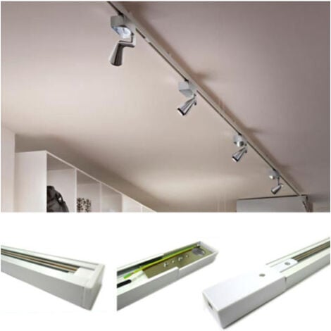 TrAdE Shop Traesio - Binario Led Monofasico Bianco Per Faretti Guida Track Fari A Led Cob 220v Metro -    -100 cm   -