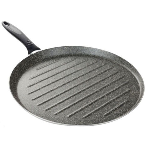 TrAdE Shop Traesio - Bistecchiera Tonda Rigata Padella Cucina Antiaderente Antigraffio 7 Strati 34 Cm 045017m -