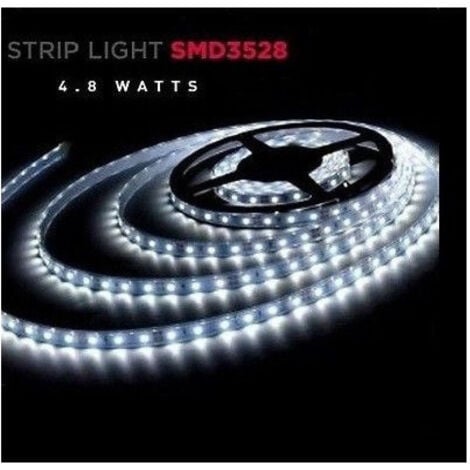 TrAdE Shop Traesio - Bobina Striscia Led 3528 Flessibile 5m Adesiva Luce Bianca Interno Esterno Ip65 -