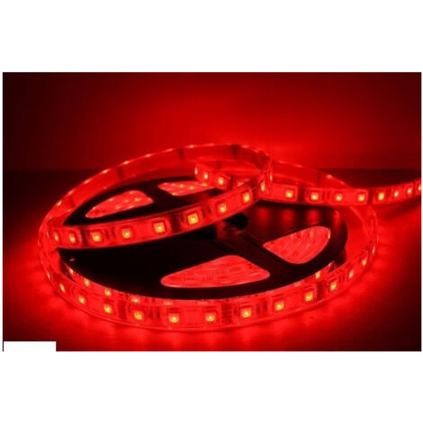 TrAdE Shop Traesio - Bobina Striscia Led 5050 Flessibile 5 Mt Adesiva Luce Interno Esterno Ip65 Strip - -Rosso -