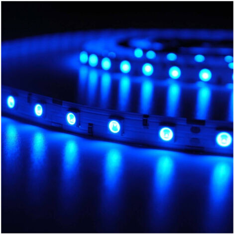 TrAdE Shop Traesio - Bobina Striscia Strip Led 5050 Flessibile 5m 300 Led Adesiva Luce Interno Ip 20 - -Blu -