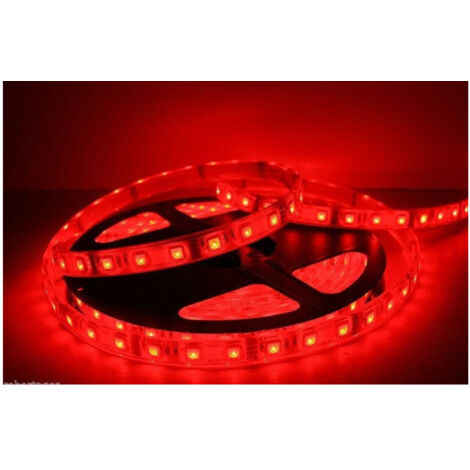 TrAdE Shop Traesio - Bobina Striscia Strip Led 5050 Flessibile 5m Adesiva Luce Interno Esterno Ip65 - -Rosso -