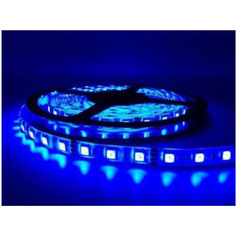 TrAdE Shop Traesio - Bobina Striscia Strip Led 5050 Flessibile 5mt Adesiva Luce Interno Esterno Ip65 - -Blu -