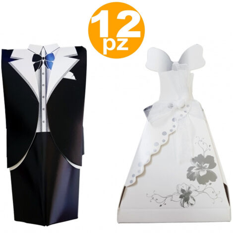 TrAdE Shop Traesio - Bomboniera Bomboniere Sposi Abiti Scatolina Portaconfetti Riso Promessa Wedding -
