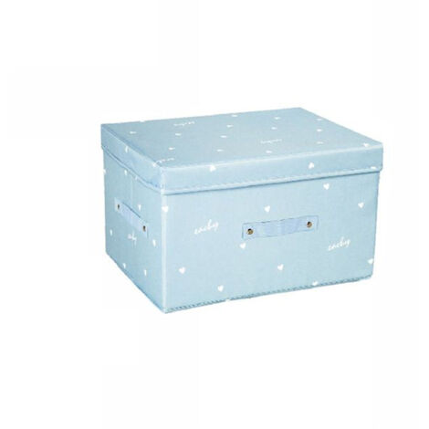 TrAdE Shop Traesio - Box Scatola Salvaspazio Armadio Contenitore Porta Oggetti Organizer 35x30x20 Cm - Celeste
