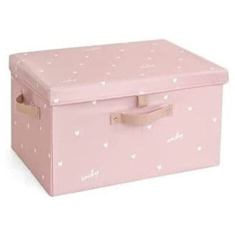 TrAdE Shop Traesio - Box Scatola Salvaspazio Armadio Contenitore Porta Oggetti Organizer 40x30x25 Cm - Rosa