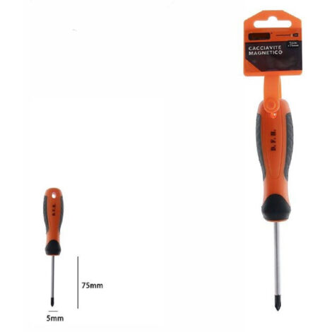 TrAdE Shop Traesio - Cacciavite Giravite Magnetico Punta A Croce 5x75mm Impugnatura Ergonomica 07440 -