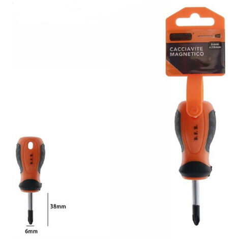 TrAdE Shop Traesio - Cacciavite Giravite Magnetico Punta A Croce 6x38 Mm Impugnatura Ergonomica 07435 -