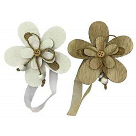 TrAdE Shop Traesio - Calamite Calamita 2pz Legno Fiore Fermatenda Design Tende Ferma Ornamento Tenda -