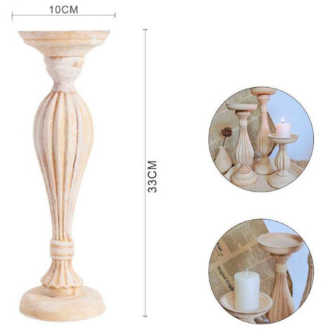 TrAdE Shop Traesio - Candelabro Candeliere Effetto Vintage Beige Porta Candele 10x33 Oggetto Natale -