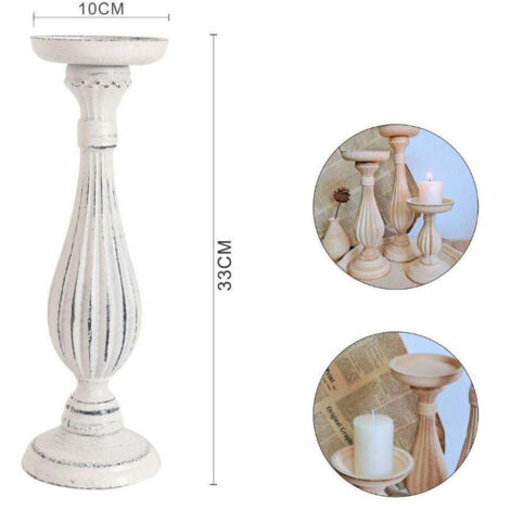 TrAdE Shop Traesio - Candelabro Candeliere Effetto Vintage Bianco Porta Candele 10x33 Oggetto Natale -