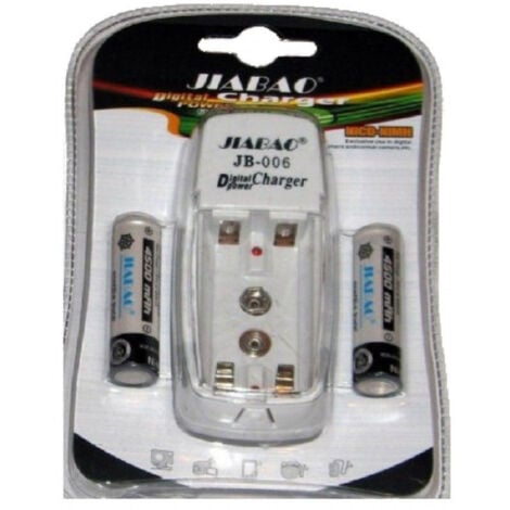 TrAdE Shop Traesio - Carica Batterie Pile Stilo Ministilo Aa Aaa Jb-006 + 2 Pile Ricaricabili -